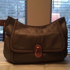 Calvin Klein Brown Leather Shoulder Hobo Style Purse